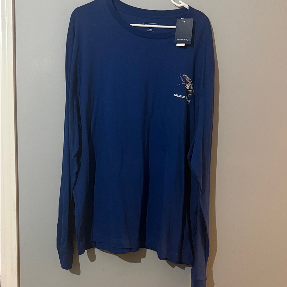 Crown & Ivy Men's Blue Long Sleeve Tee